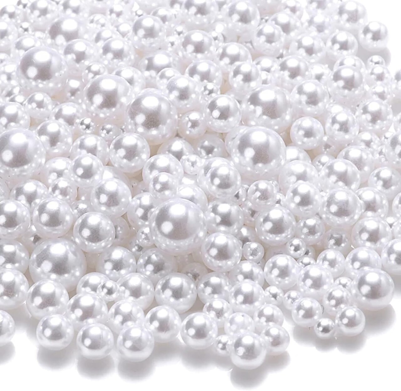 1000PCS No Hole Pearls, 3-8MM White Round Beads for Crafts No Hole, Faux Makeup Pearls Beads for Nail Face Art, Vase Fillers, Table Scatter, Wedding, Birthday Party Decoration